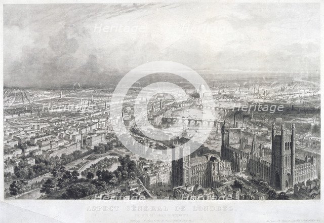 Aerial view of London, 1850. Artist: A Appert 