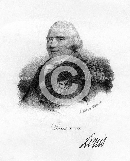 Louis XVIII, King of France, 19th century.Artist: Delpech