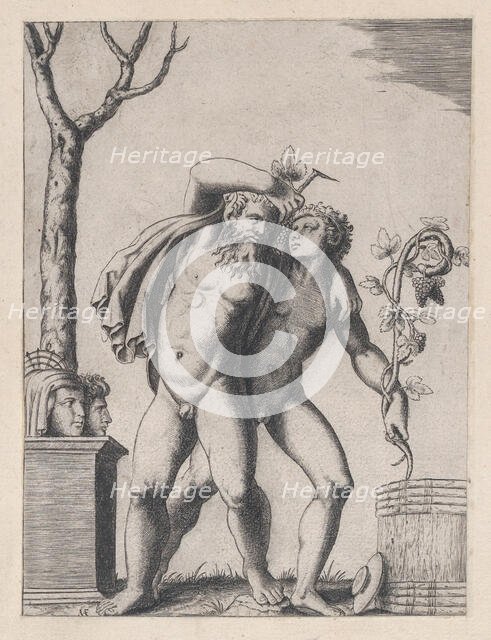 Speculum Romanae Magnificentiae: Young and Old Bacchant, ca. 1514-36., ca. 1514-36. Creator: Marcantonio Raimondi.