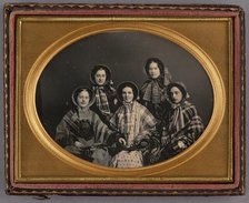 Portrait of Five Women in Bonnets, 1851. Creator: Unknown.