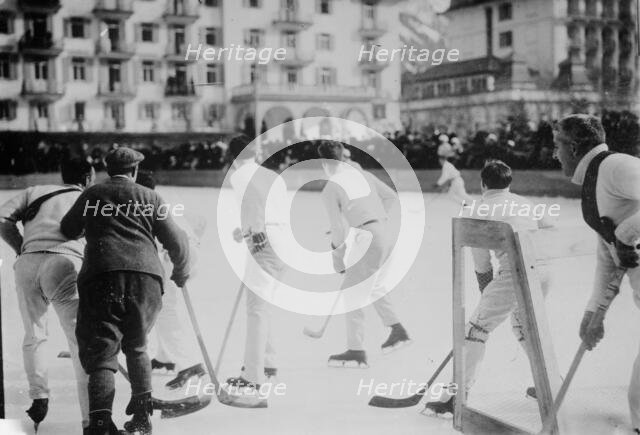 Hockey at Engelberg, Switz., between c1910 and c1915. Creator: Bain News Service.