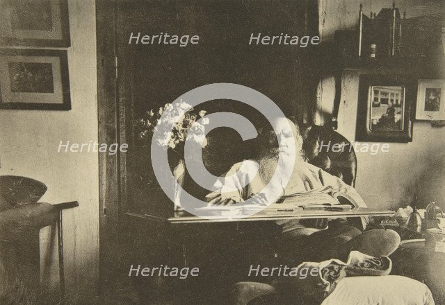 Russian author Leo Tolstoy with a bad leg, Russia, 1908. Artist: Sophia Tolstaya