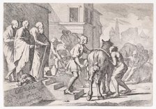 The departure of the prodigal son, shown about to mount a horse, from a series of four..., ca. 1645. Creator: Pietro Testa.