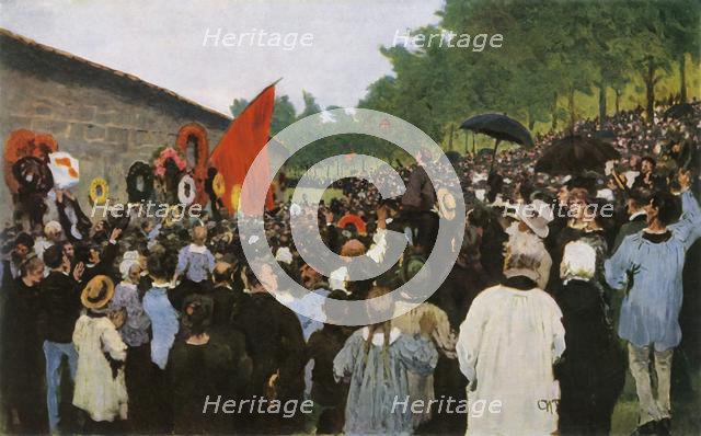 'Annual Celebration by the Wall of the Communards at the...Cemetery in Paris', 1883, (1965).  Creator: Il'ya Repin.