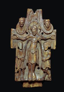 Anglo-Saxon ivory carving of the crucifixion, 10th century. Artist: Unknown