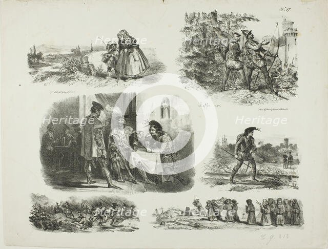Sheet of Sketches, 1829. Creator: Auguste Raffet.