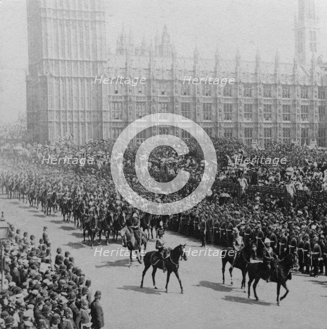 Canadian mounted troops, procession for Queen Victoria's Diamond Jubilee, London, 1897.Artist: James M Davis