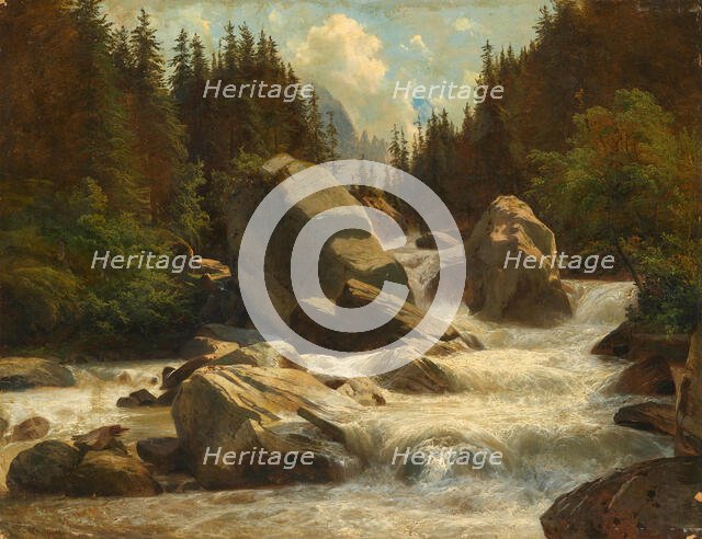 Mountainous Landscape with a Torrent. Creator: Calame, Alexandre (1810-1864).