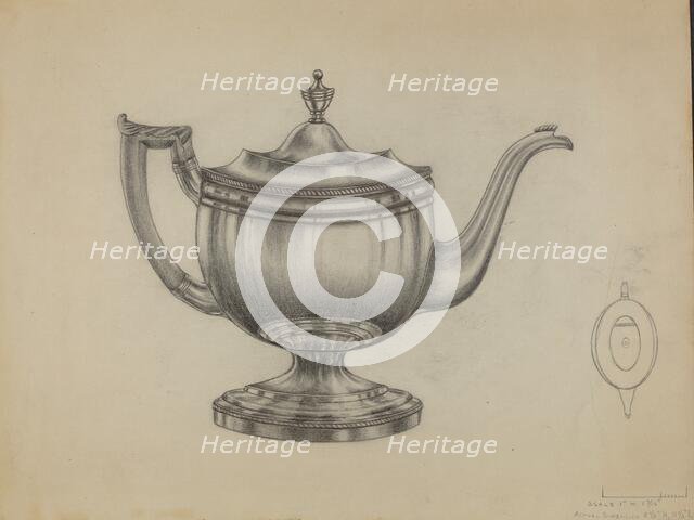 Silver Teapot, 1935/1942. Creator: Gerald Bernhardt.
