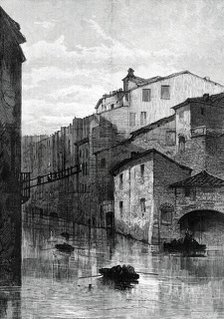 Inundations at Rome: the Ghetto submerged, from a sketch by our special artist, 1876. Creator: Unknown.
