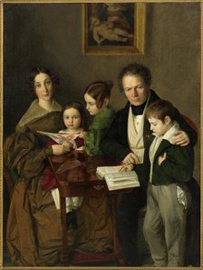 The composer Johann Baptist Gänsbacher (1778-1844) and his family, c.1838. Creator: Stecher, Franz Anton (1814-1853).