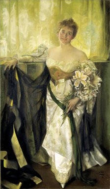 Alice Barney in White Satin, 1894. Creator: Hubert Vos.