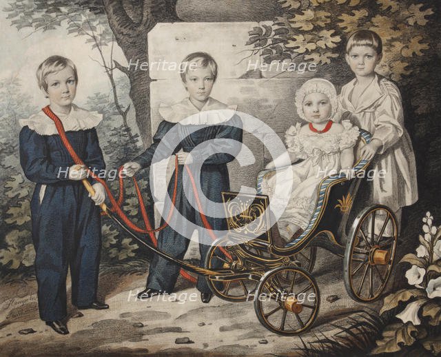 Portrait of the Talyzin children, Early 1830s. Creator: Hampeln, Carl, von (1794-after 1880).