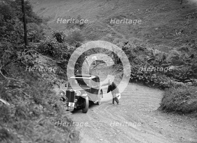 MG Magnette taking part in a motoring trial, late 1930s. Artist: Bill Brunell.