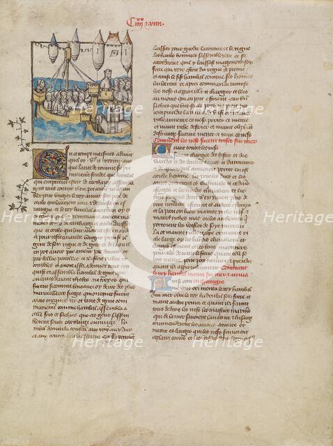 The Fleet of Hannibal Sailing to Spain; Histoire ancienne jusqu'à César, about 1390-1400. Creator: First Master of the Bible historiale of Jean de Berry.