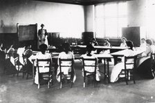 Class in the girl’s day continuation school, Rowntrees, York, Yorkshire, 1910. Artist: Unknown