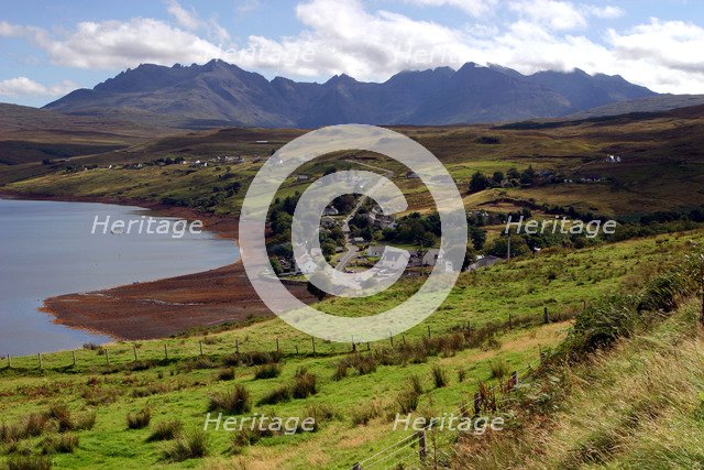 Cuillin Hills from above Carbost, Isle of Skye, Highland, Scotland.