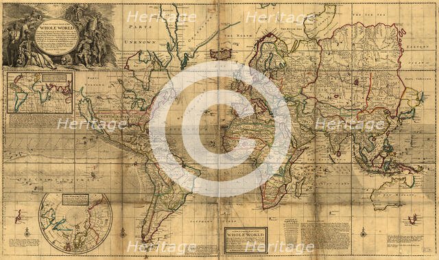 A new & correct map of the whole World, 1719. Creator: Herman Moll.