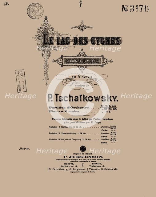 Cover of the score of the ballet Swan Lake by Pyotr Tchaikovsky, 1900.