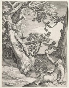 Elijah in the Wilderness Fed by Ravens, 1604. Creator: Jan Saenredam (Dutch, 1565-1607); Jan Saenredam (Dutch, 1565-1607).