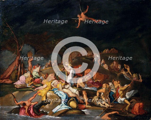 The Deluge. Deucalion and Pyrrha, ca 1675. Creator: Carpioni, Giulio (1613-1678).