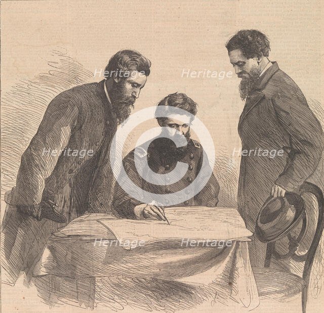 Planning the Capture of Booth and Harold, 1865. Creator: Unknown.