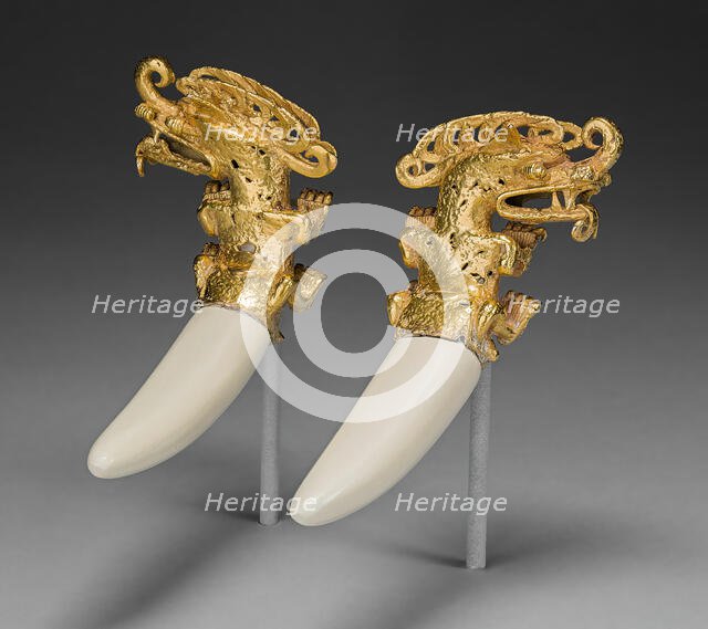 Double Pendant in the Form of a Mythical Saurian with Tusks, A.D. 800/1200. Creator: Unknown.