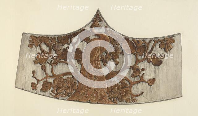 Peacock Stern Carving, 1935/1942. Creator: John Davis.