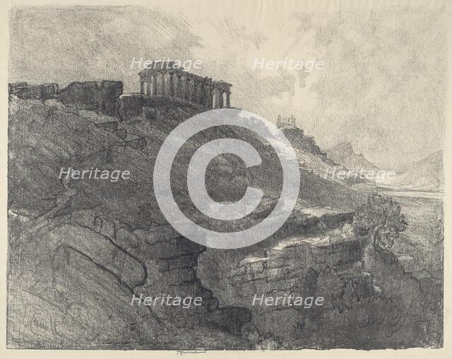 The Temples on the Wall, Girgenti, 1913. Creator: Joseph Pennell.