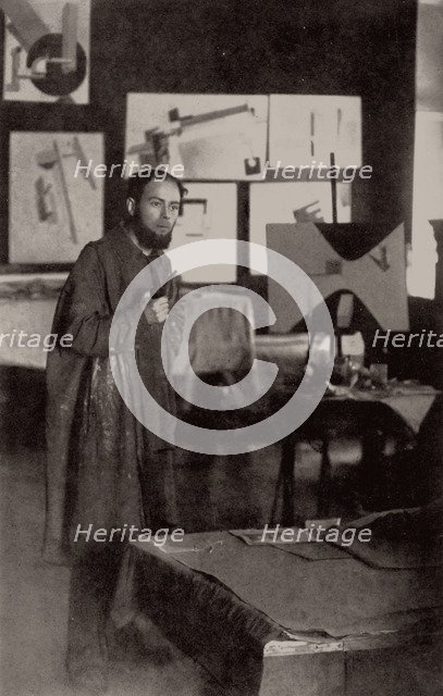 El Lissitzky in his studio in Vitebsk, 1919. Creator: Anonymous.