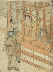 Young Man Outside a Brothel in the Yoshiwara, 18th century. Creator: Isoda Koryusai.
