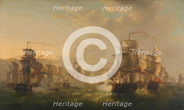 Clash of the Dutch and British Fleets during the Passage of the Dutch Flotilla to Boulogne (1804), 1 Creator: Martinus Schouman.