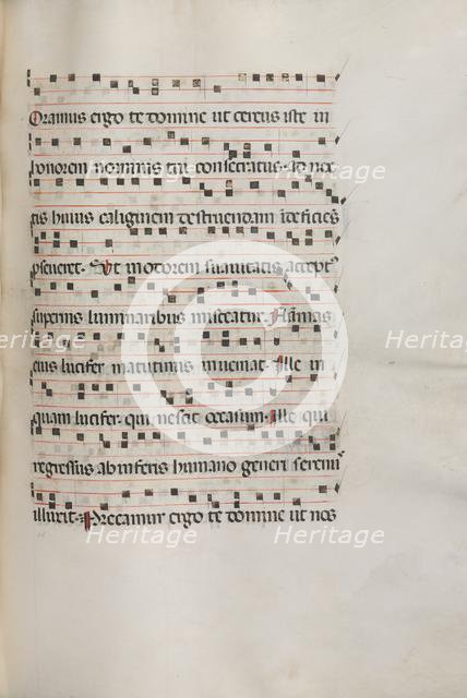 Missale: Fol. 157: Music for "Exultet", 1469. Creator: Bartolommeo Caporali (Italian, c. 1420-1503).