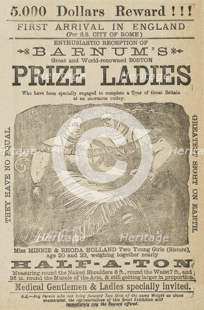 Enthusiastic Reception of Barnum's Great and World-renowned Boston Prize Ladies, c1885.  Creator: Unknown.