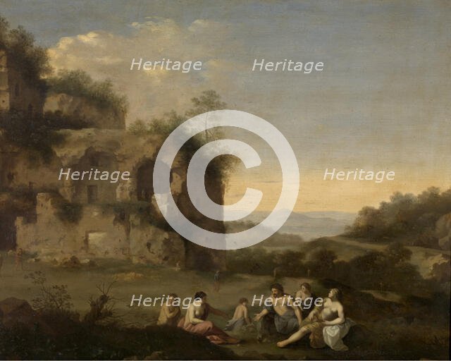 Landscape with a Ruin, mid-17th century. Creator: Cornelis van Poelenburgh.