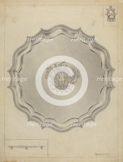 Silver Tray, 1935/1942. Creator: Michael Fenga.
