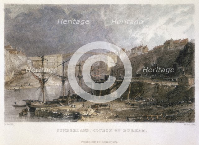 View of Sunderland and the Iron Bridge looking eastwards, 1833. Artist: Unknown