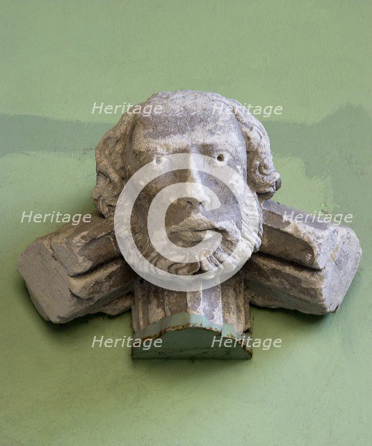 Carved stone face, Greyfriars, Great Yarmouth, Norfolk, c2011. Artist: Steve Cole.