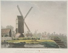 'A view of Mr Metcalf's mill near Bromley', Bow, Poplar, London, 1785. Artist: Francis Jukes