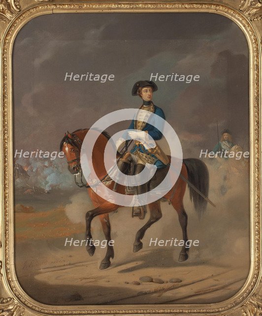 Portrait of the King Charles XII of Sweden (1682-1718) on horseback, 1863.