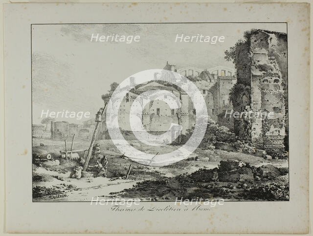 Baths of Diocletian, Rome, 1817. Creator: Claude Thiénon.