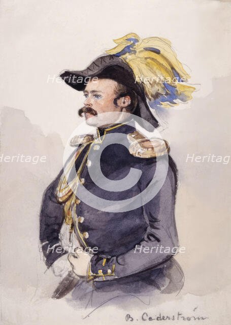 Portrait of Bror Cederström in uniform. (c1850s). Creator: Fritz von Dardel.