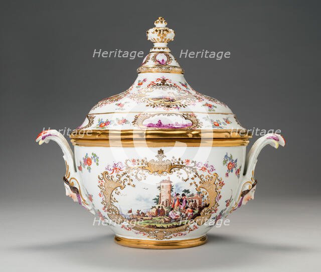Covered Tureen and Stand (One of a Pair), Germany, c. 1740. Creator: Meissen Porcelain.