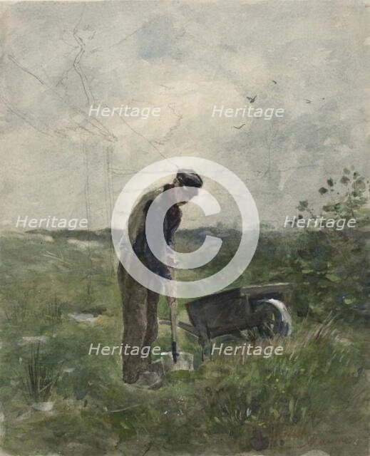 Peasant Plowing, n.d. Creator: Anton Mauve.