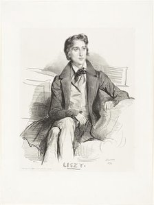 Portrait of Franz Liszt, published August 1832. Creator: Achille Deveria.