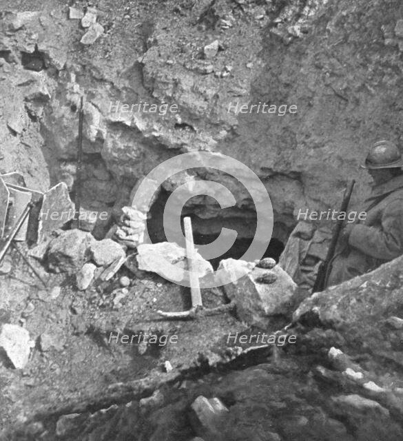 French Attack North of Hurtebise; Southern entrance to the Dragon cave,..., 1917. Creator: Unknown.