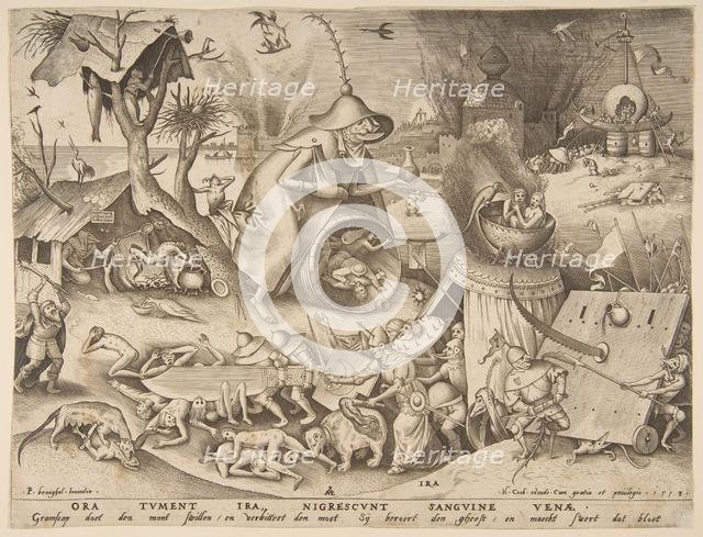 Anger (Ira), from the series The Seven Deadly Sins, 1558. Creator: Philip Galle.