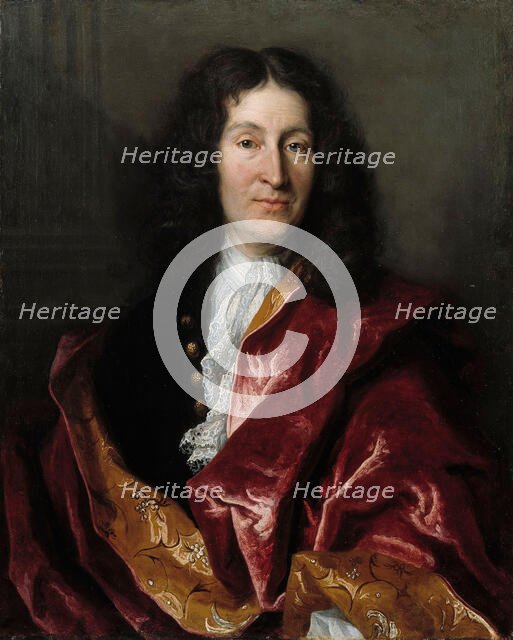 Portrait of Jean de La Fontaine (1621-1695), 1699. Creator: Millot, Henri (?-1756).