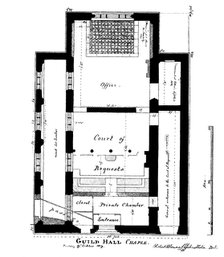 A plan of Guildhall Chapel, King Street, Cheapside, London, 1819 (1886).Artist: William Griggs