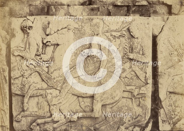 Athens - sculptural fragment, Parthenon frieze, 1865. Creator: Konstantinos Dimitriou.